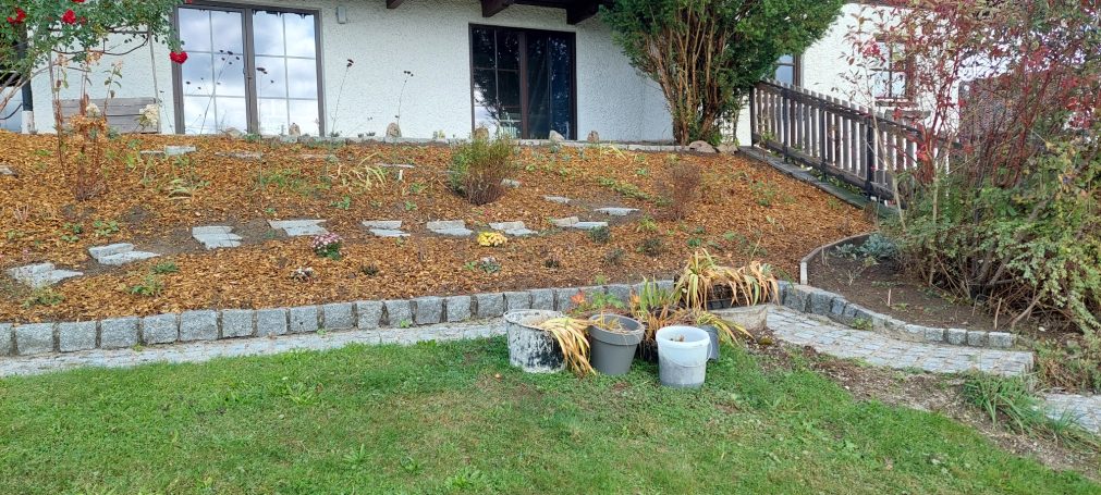 Neubepflanzungen Beet Neupflanzung mit Steinweg