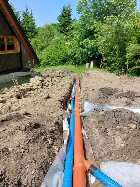 Drainage Verlegung Drainage und KG Rohre Verlegung